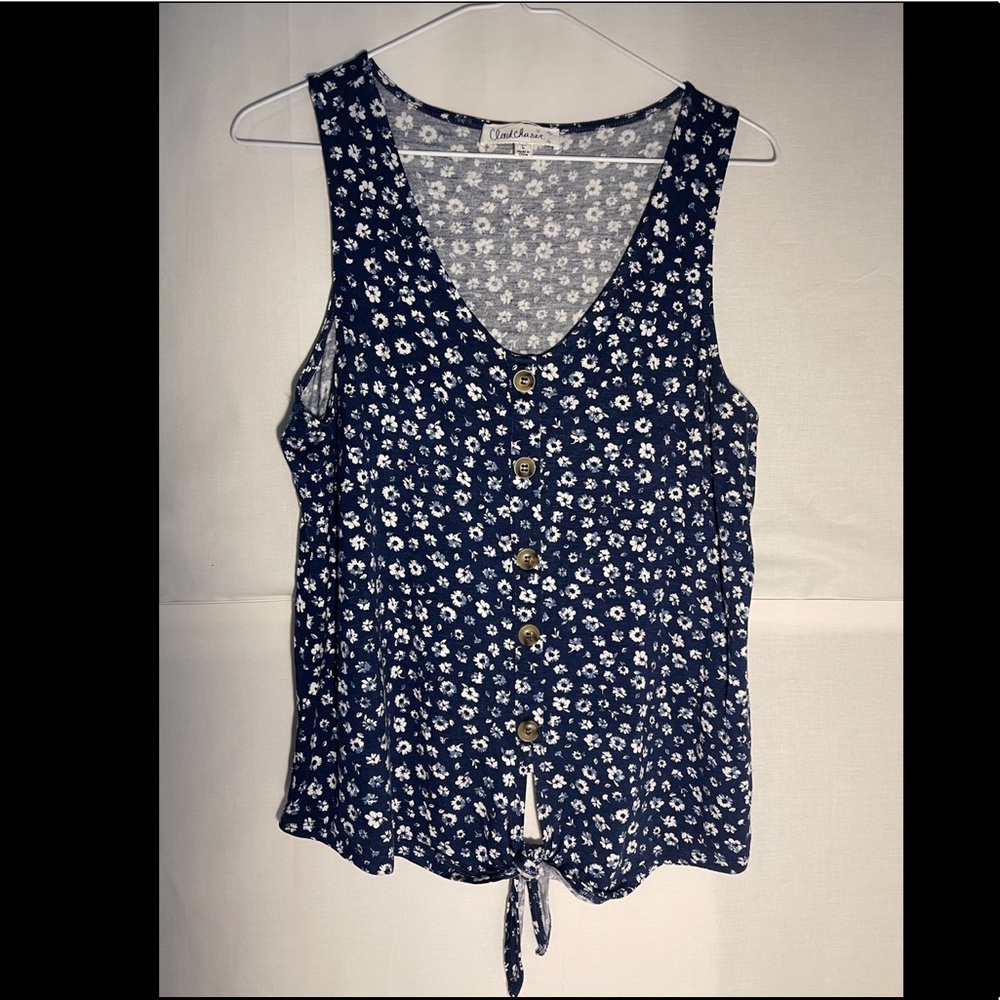Cloud Chaser Blue Floral Tie Shirt